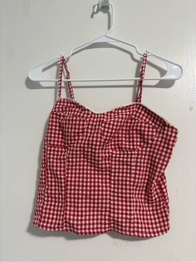 Amazon Red Gingham Spaghetti Strap Tank Top